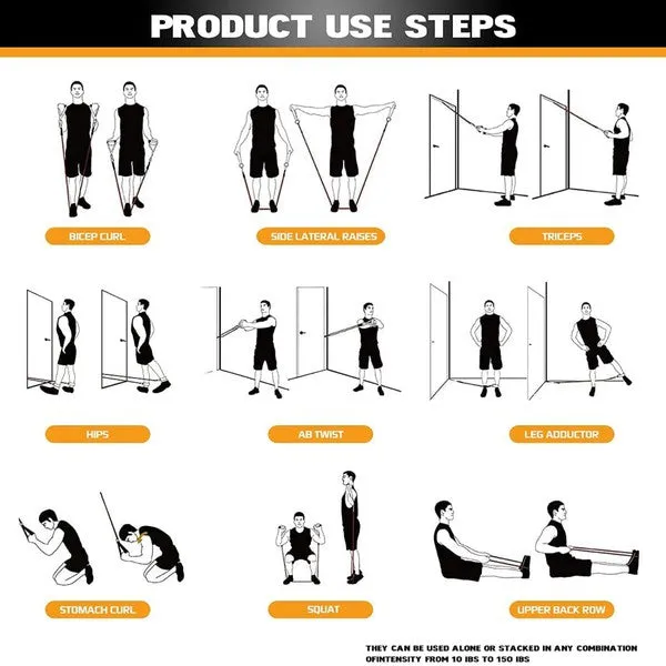 13-Pcs Intey Resistance Band Home Workout Set with Handles, Door Anchor, and Ankle Straps