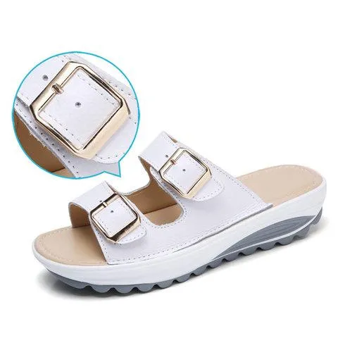 2 Strap platform slide sandals casual walking shoes