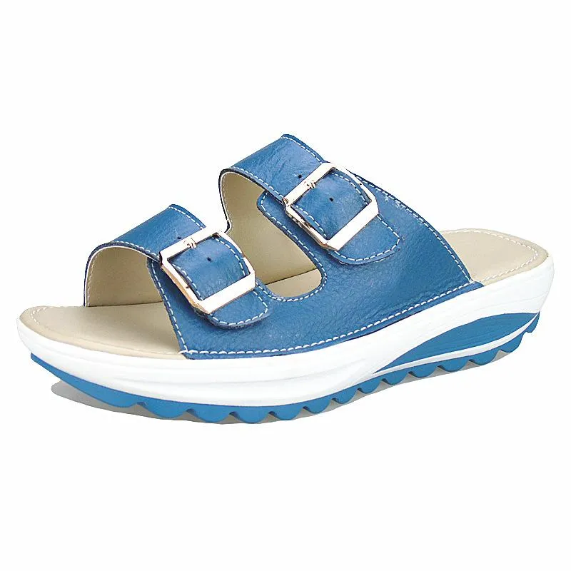 2 Strap platform slide sandals casual walking shoes