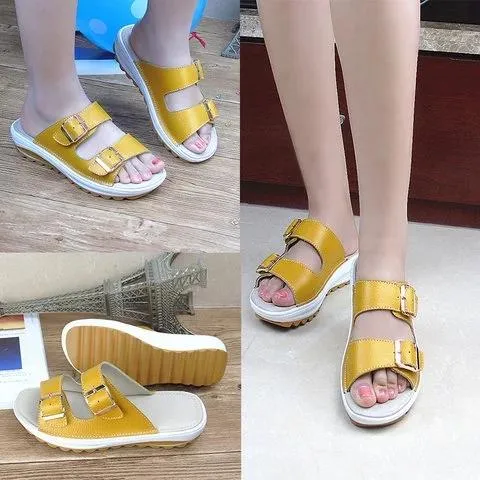 2 Strap platform slide sandals casual walking shoes