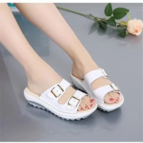 2 Strap platform slide sandals casual walking shoes