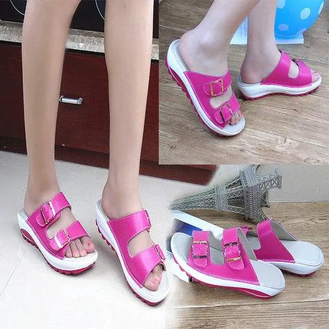 2 Strap platform slide sandals casual walking shoes