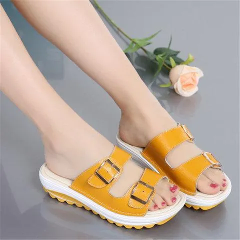 2 Strap platform slide sandals casual walking shoes