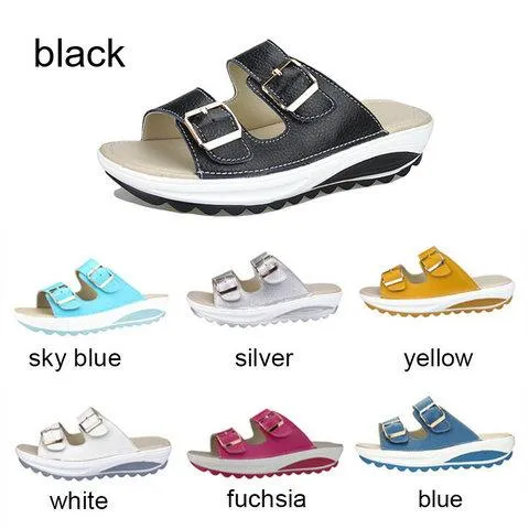 2 Strap platform slide sandals casual walking shoes