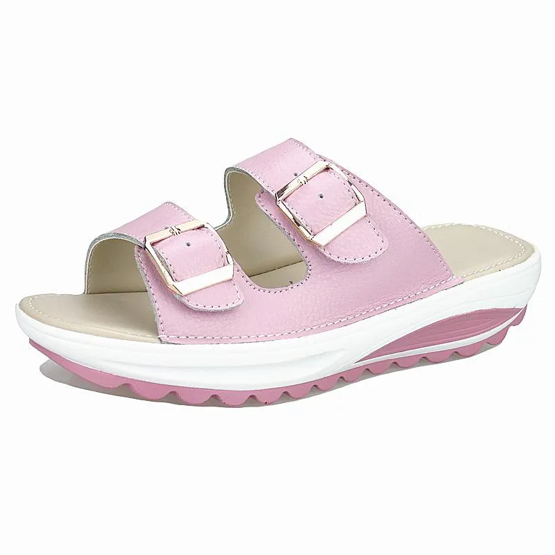 2 Strap platform slide sandals casual walking shoes