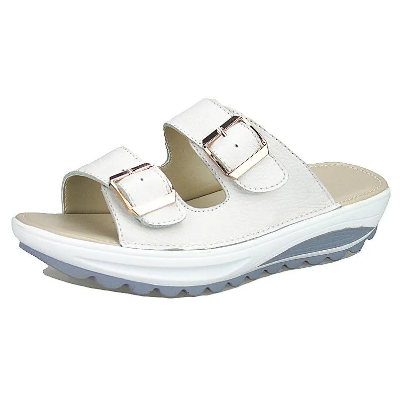 2 Strap platform slide sandals casual walking shoes