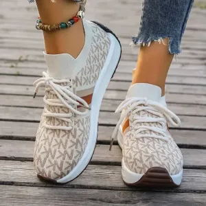 2024 Women's Lace-Up Wedge Sneakers – Breathable Platform Sports Shoes, Casual Vulcanized Footwear for Ladies