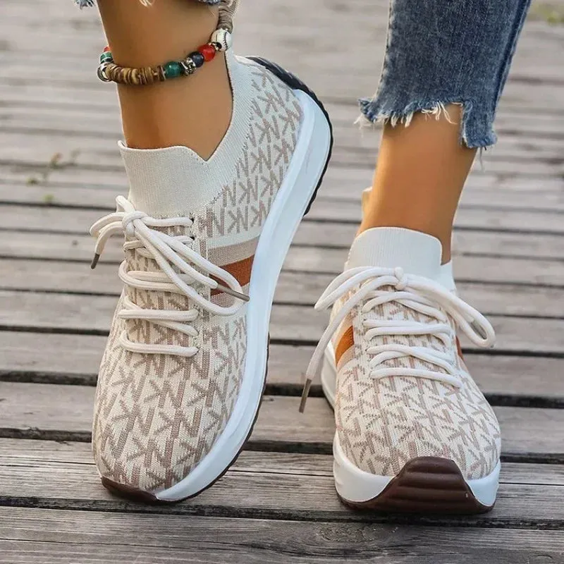 2024 Women's Lace-Up Wedge Sneakers – Breathable Platform Sports Shoes, Casual Vulcanized Footwear for Ladies