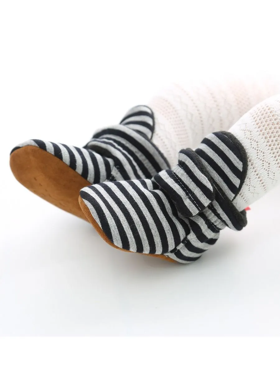 Adorable Baby Stripe Furry Pre-walker Shoes