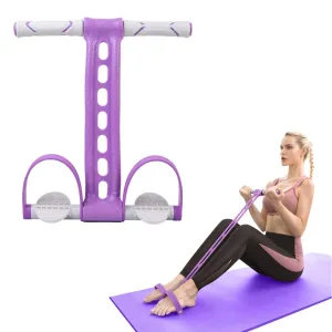 AIKOTOO Pedal Resistance Band Elastic Pull Rope Fitness Sit-up Exercise at Home Gym Yoga Workout Equipment Multifunction Pedal Arm Leg Trainer Slimming Bodybuilding Abdominal Training Purple