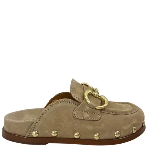 Alpe Taupe Suede Closed Toe Mules