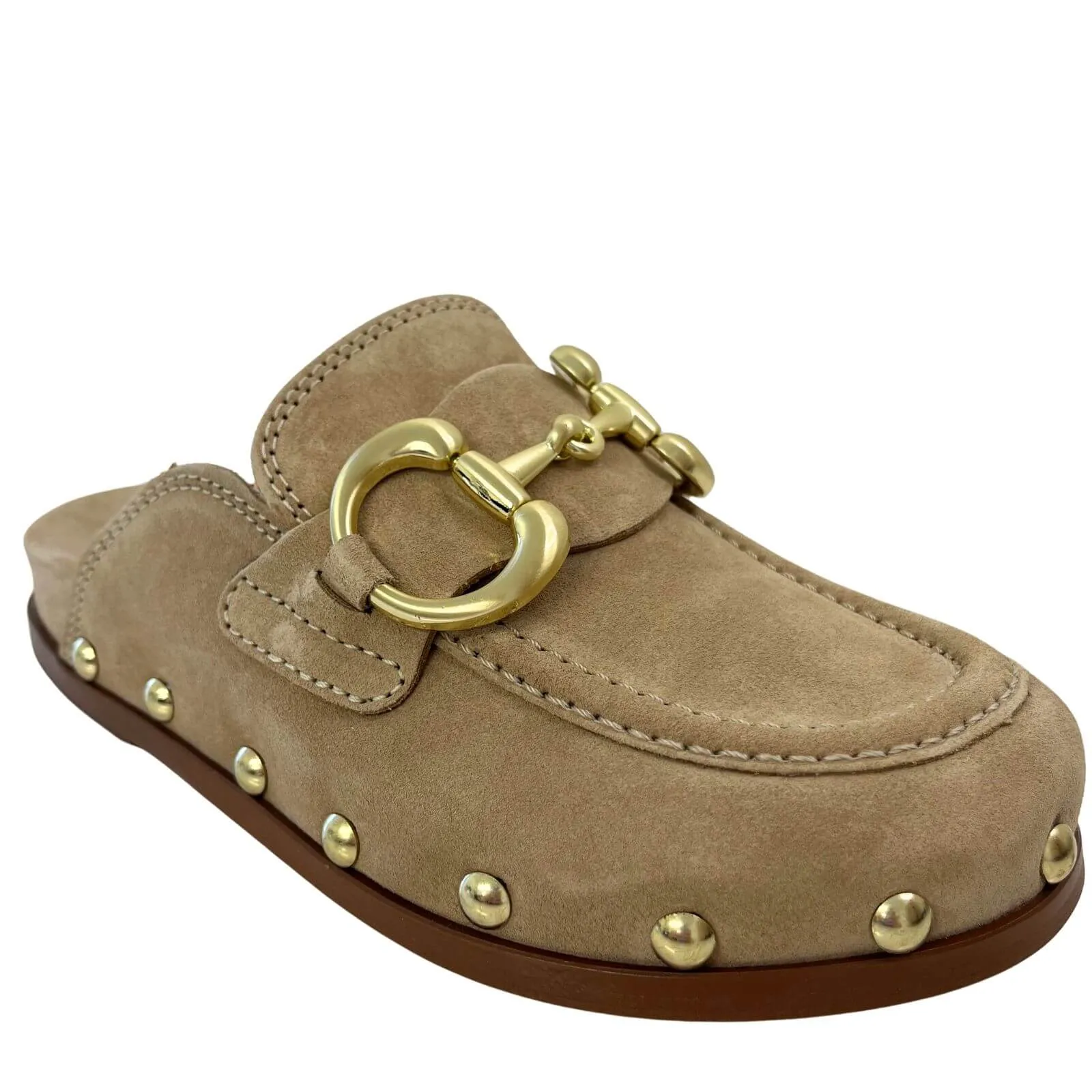 Alpe Taupe Suede Closed Toe Mules