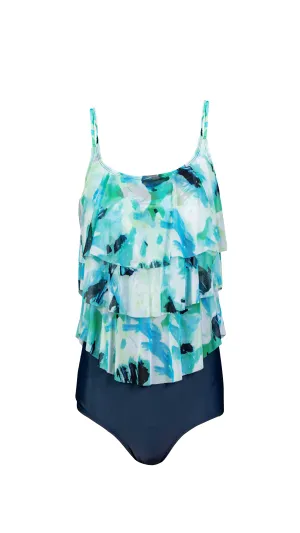 Aqualina Scoop Neck Triple Tier One Piece