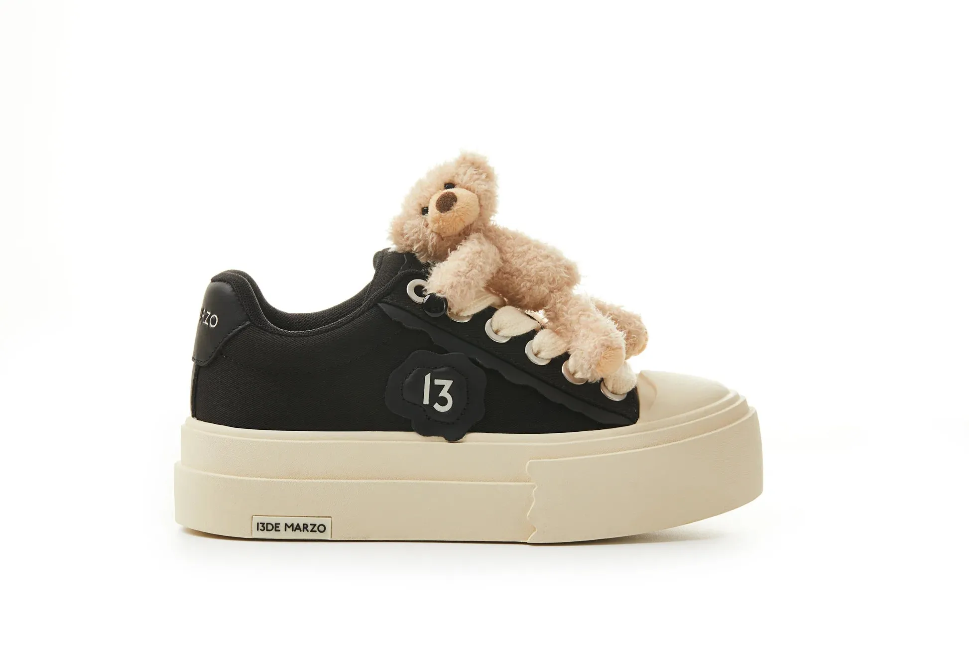 Bear Platform Sneakers in Black