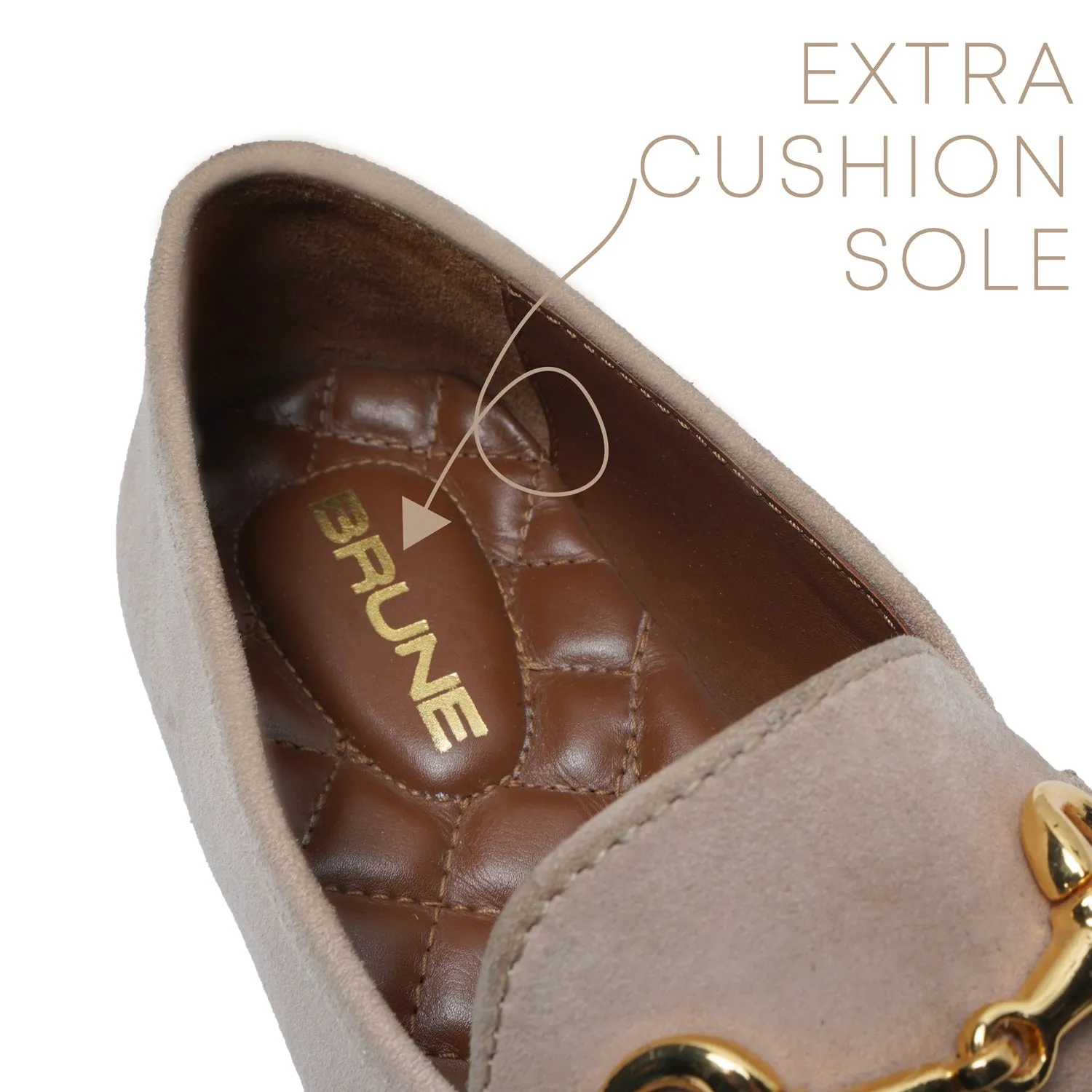 Beige Slip-On Shoes For Women in Suede Leather