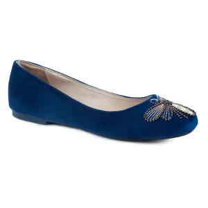 Blue Garden Fly Suede Ballerinas