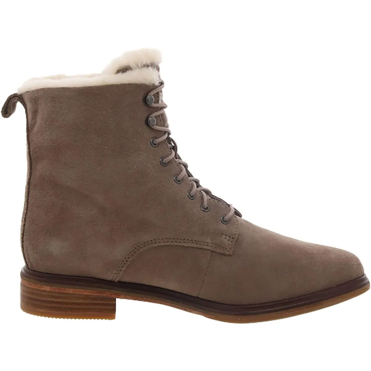 Clarks Womens Clarkdale Lace Suede Faux Fur Lined Ankle Boots
