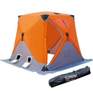 classic Pop Up Hub-Style 3-4 Person Ice Fishing Shelter,  Winter Tent Insulated Waterproof Oxford Fabric 600D, Outdoor Winter Fishing Portable Ice Shanty for Wood Burning Stove