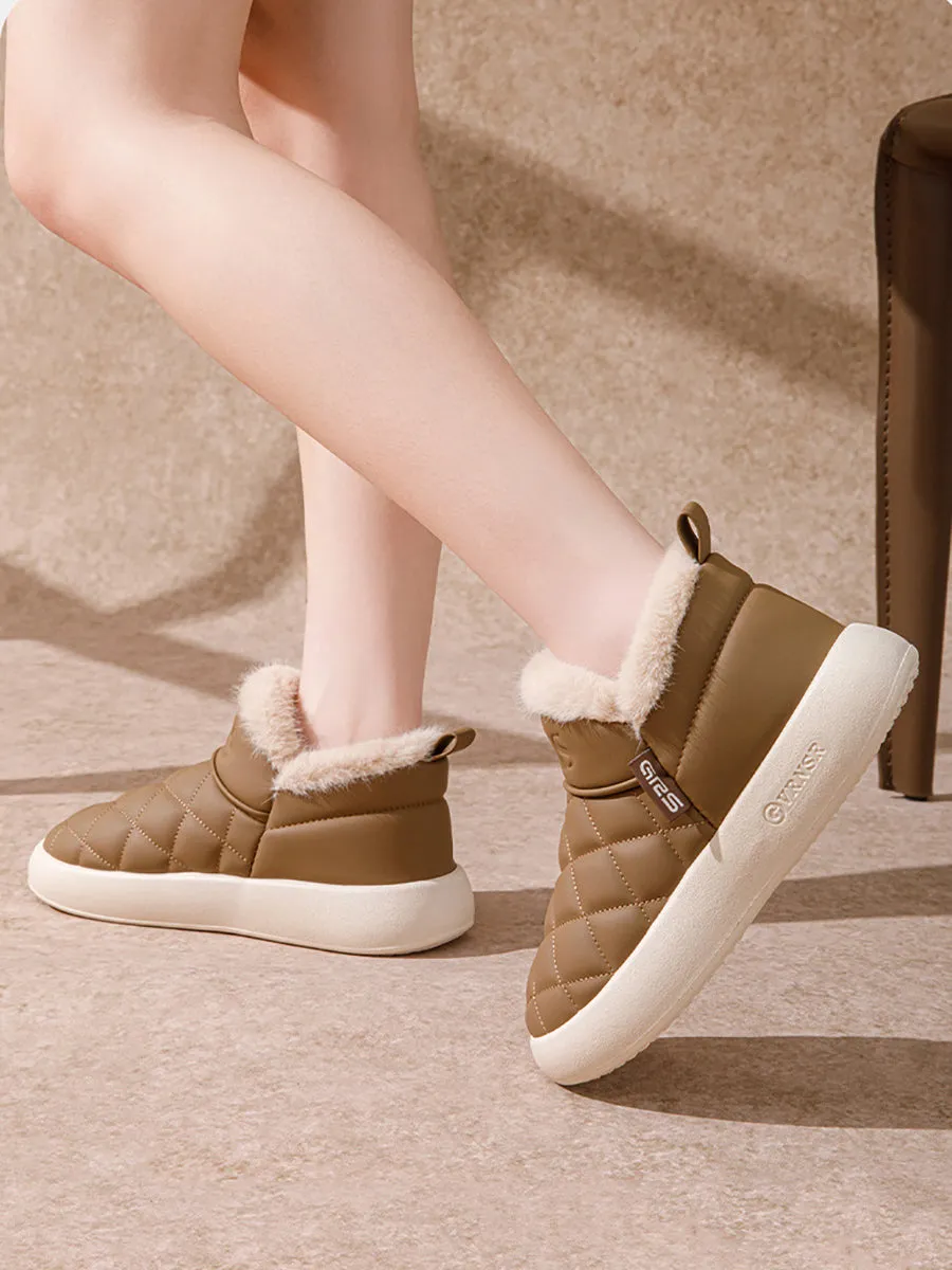 Couple Solid Fleece-lined Indoor Flat Shoes