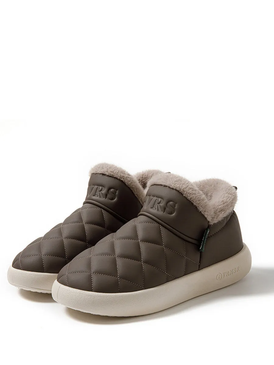 Couple Solid Fleece-lined Indoor Flat Shoes