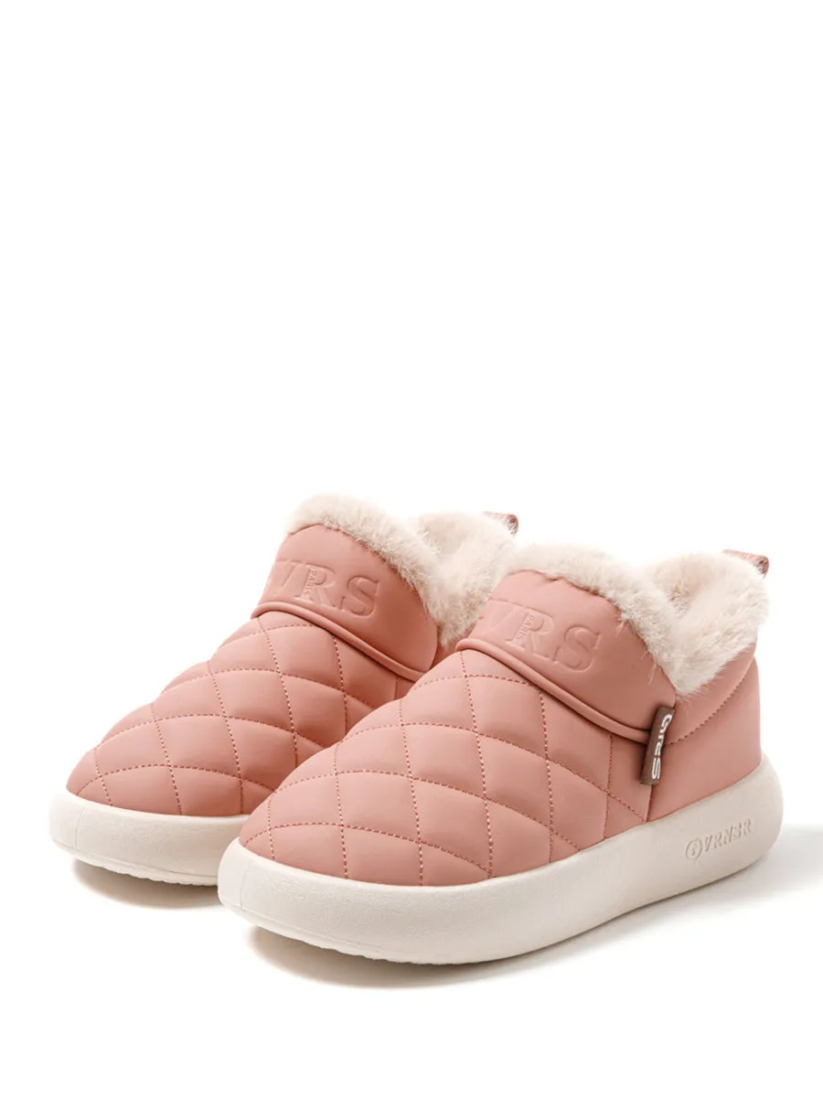 Couple Solid Fleece-lined Indoor Flat Shoes