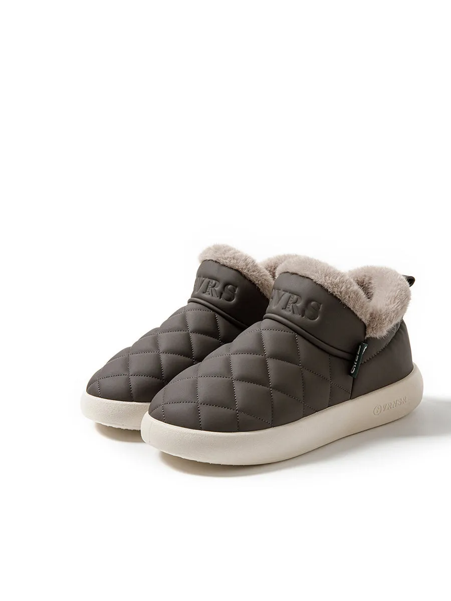 Couple Solid Fleece-lined Indoor Flat Shoes
