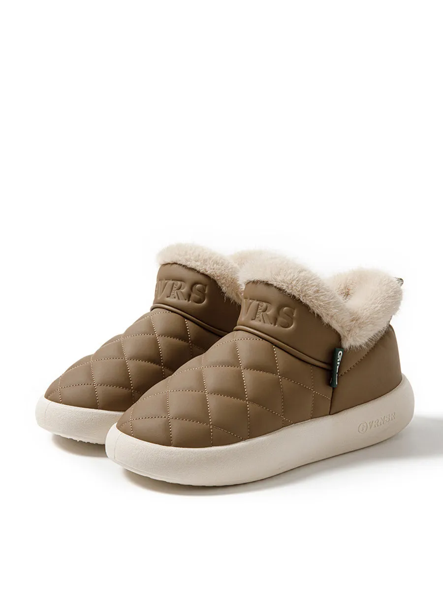 Couple Solid Fleece-lined Indoor Flat Shoes
