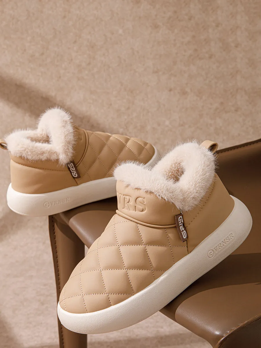 Couple Solid Fleece-lined Indoor Flat Shoes