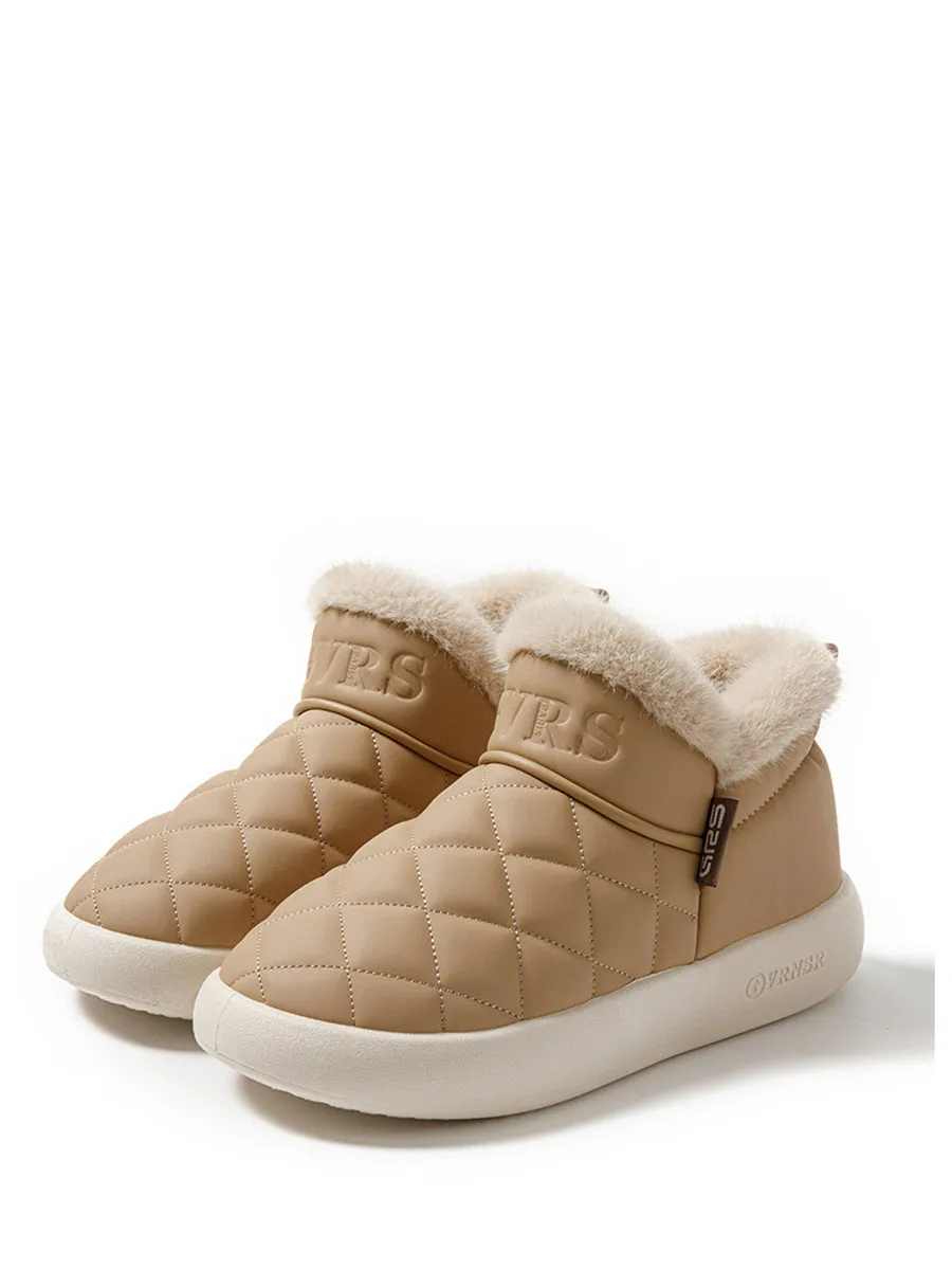 Couple Solid Fleece-lined Indoor Flat Shoes