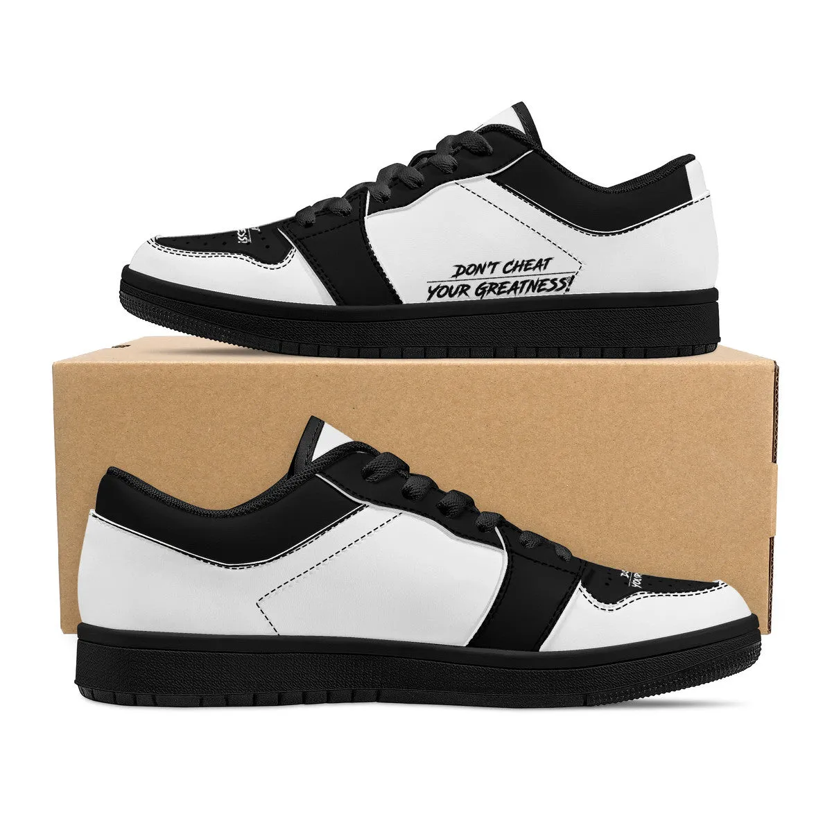 DCYG G4's Black & White ,Black Sole Low-Top Leather Sneakers