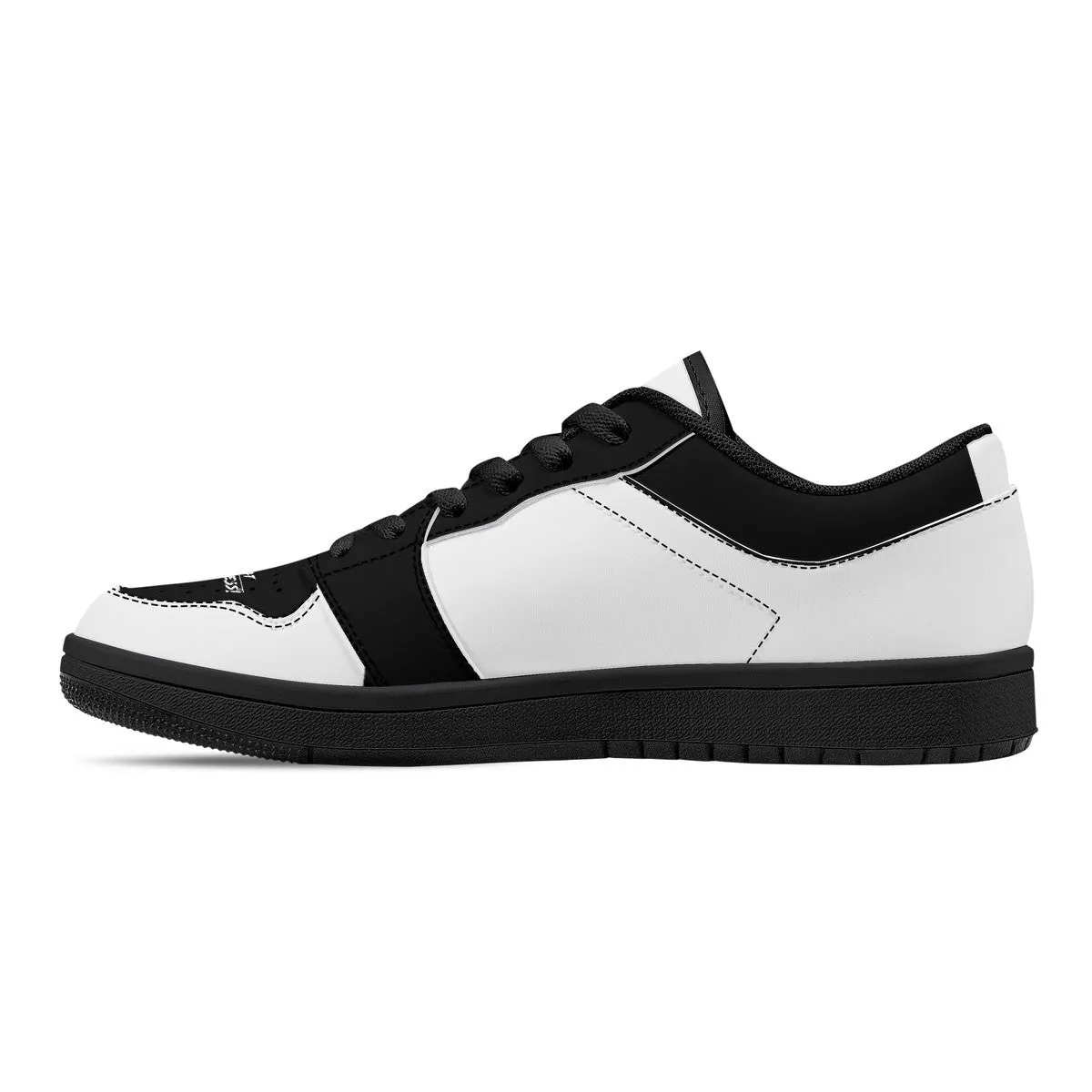 DCYG G4's Black & White ,Black Sole Low-Top Leather Sneakers