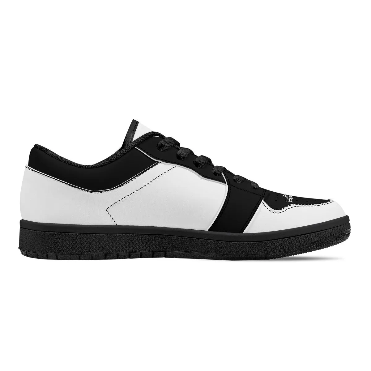 DCYG G4's Black & White ,Black Sole Low-Top Leather Sneakers