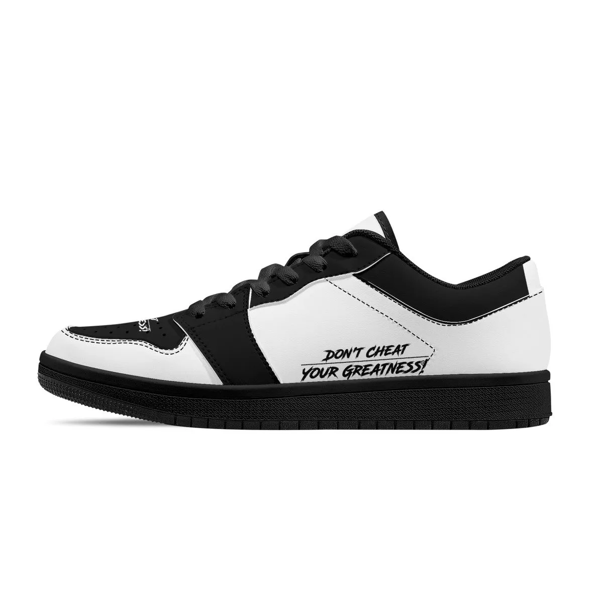 DCYG G4's Black & White ,Black Sole Low-Top Leather Sneakers