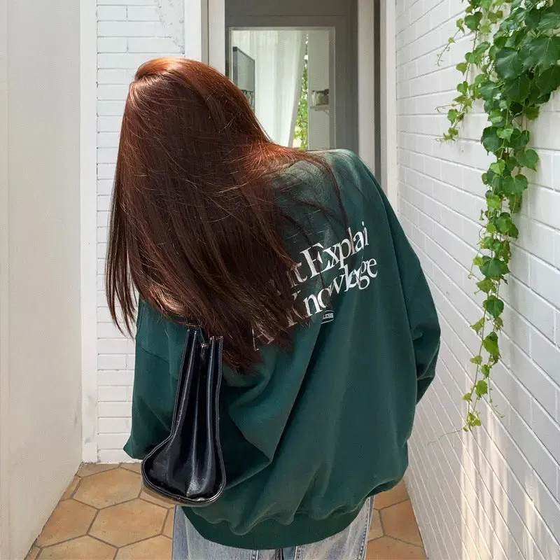 Fleece-lined Loose-fitting Casual Winter Sweatshirt