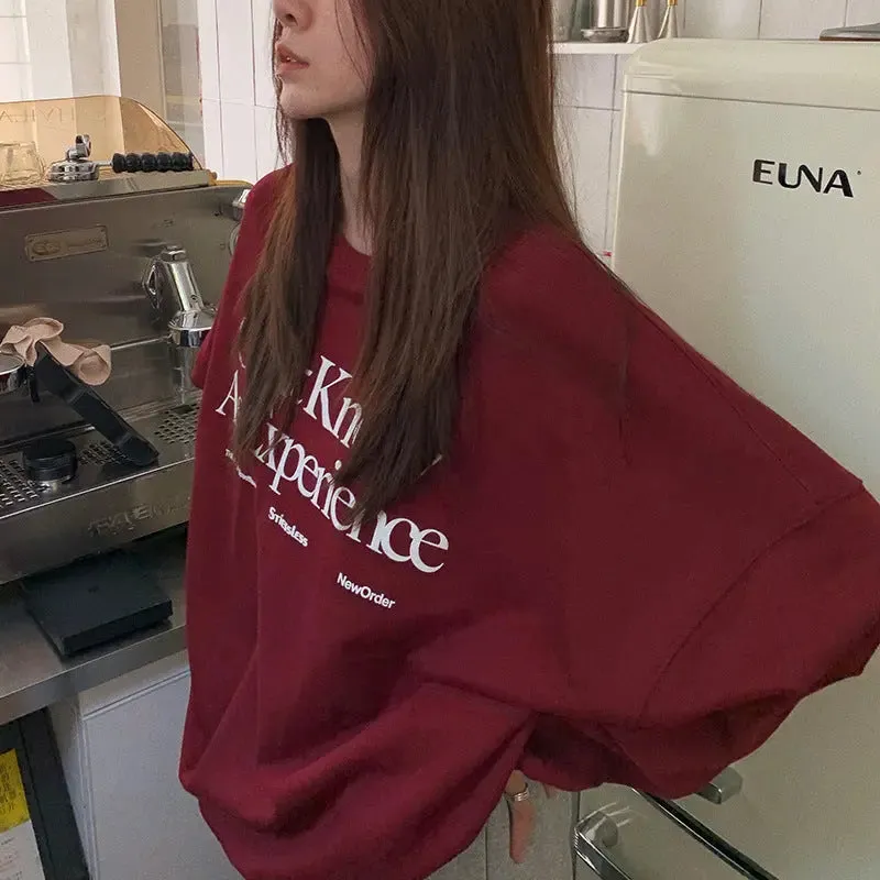 Fleece-lined Loose-fitting Casual Winter Sweatshirt