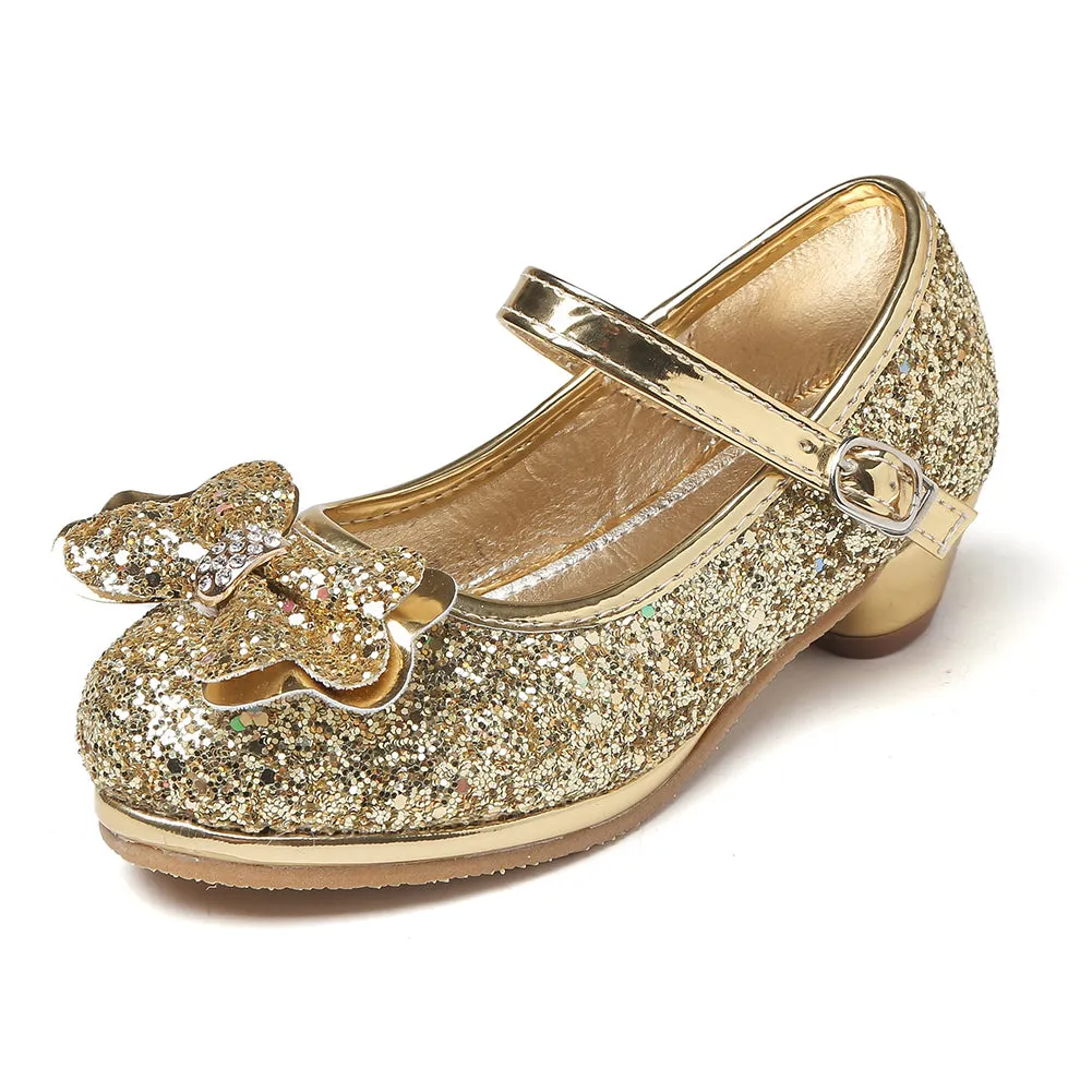 Girl's Sequin Dress Shoes Low Heel Pumps With Bowknot(Toddler/Little Kid)