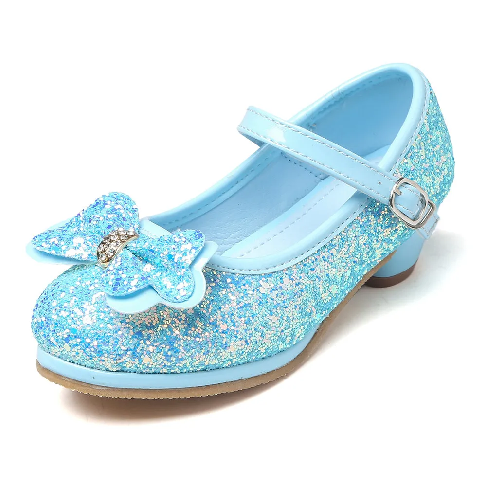 Girl's Sequin Dress Shoes Low Heel Pumps With Bowknot(Toddler/Little Kid)