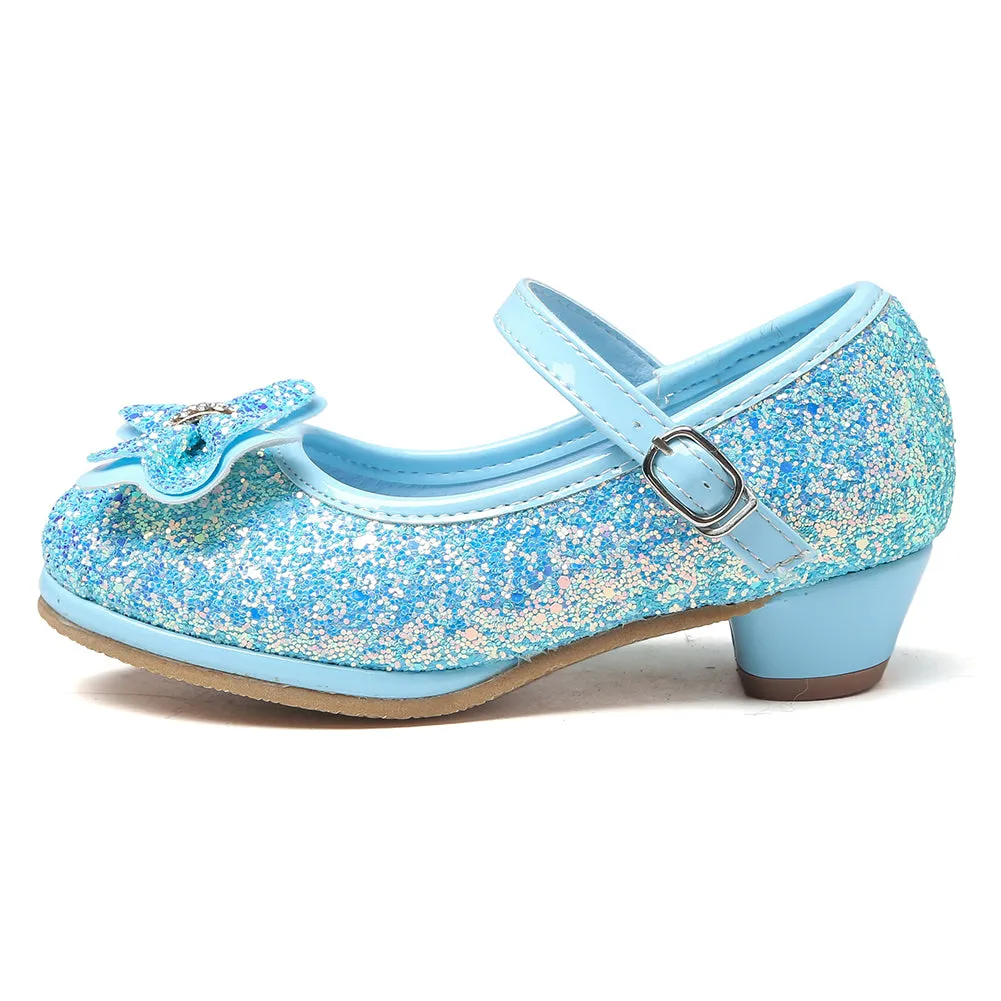 Girl's Sequin Dress Shoes Low Heel Pumps With Bowknot(Toddler/Little Kid)