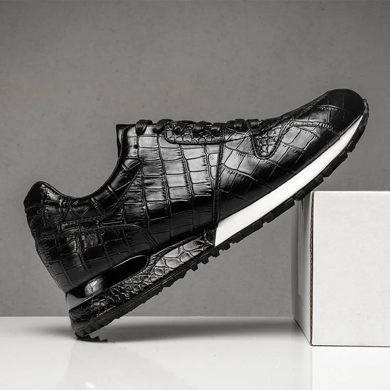 Grain Crocodile Onyx Sneakers