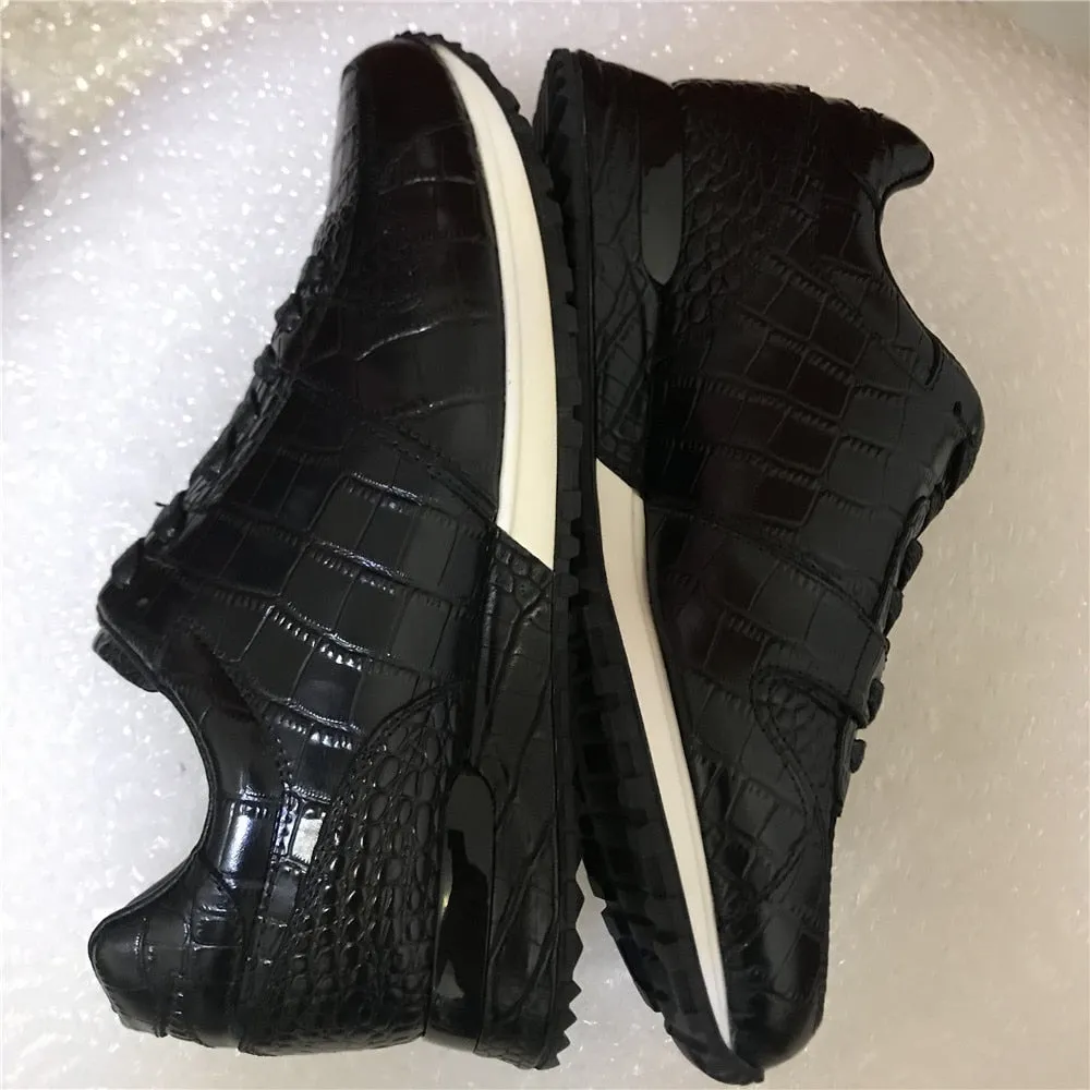 Grain Crocodile Onyx Sneakers