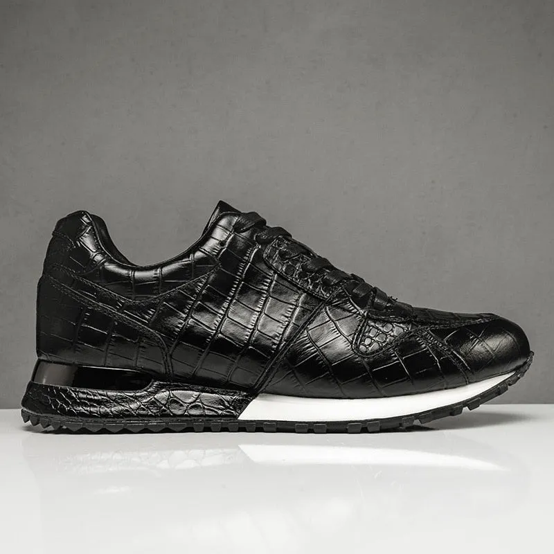 Grain Crocodile Onyx Sneakers