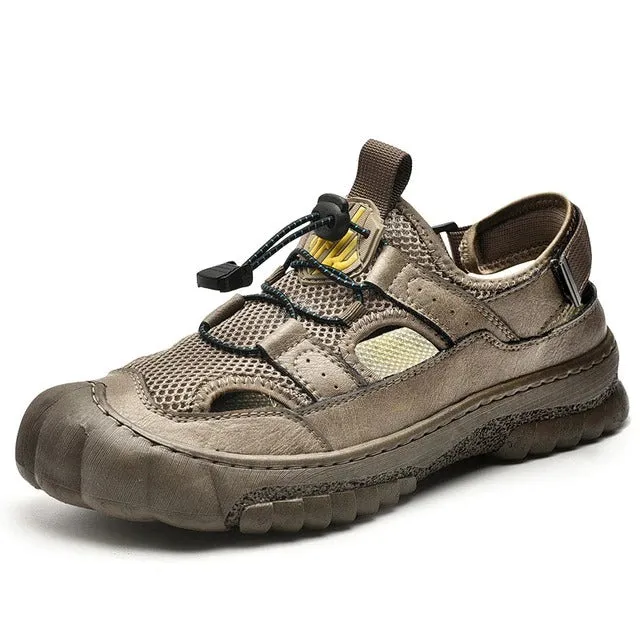 Groovywish Men Hollow-out Anti-collision Sandals Back Velcro Casual Summer