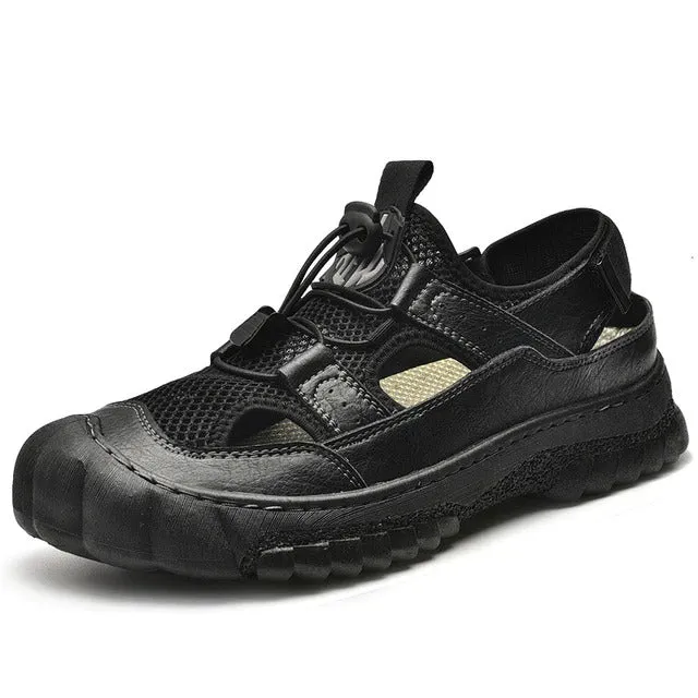 Groovywish Men Hollow-out Anti-collision Sandals Back Velcro Casual Summer
