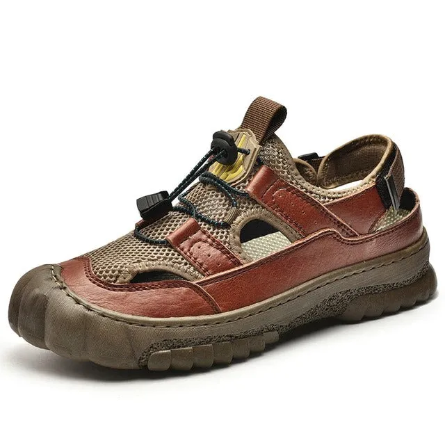 Groovywish Men Hollow-out Anti-collision Sandals Back Velcro Casual Summer