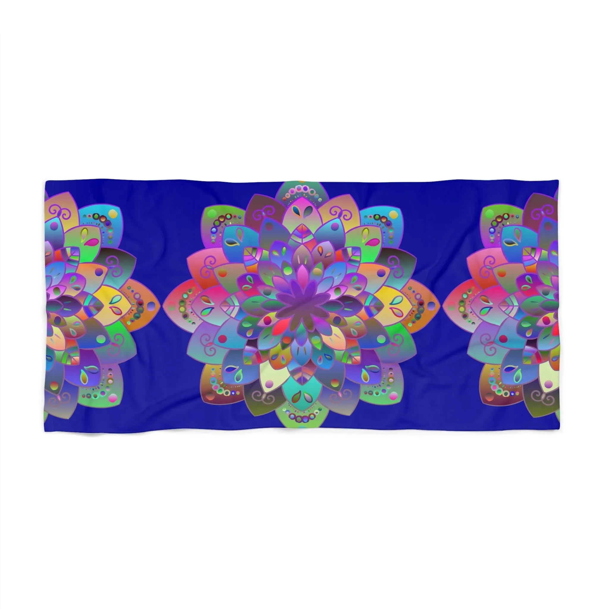 Hand-Drawn Mandala Beach Towel - Dark Blue