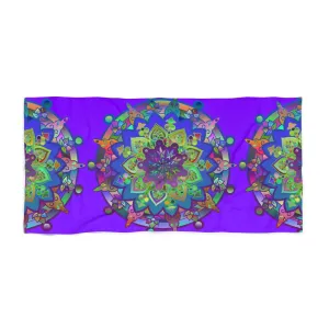 Handmade Mandala Beach Towel - Bright Purple
