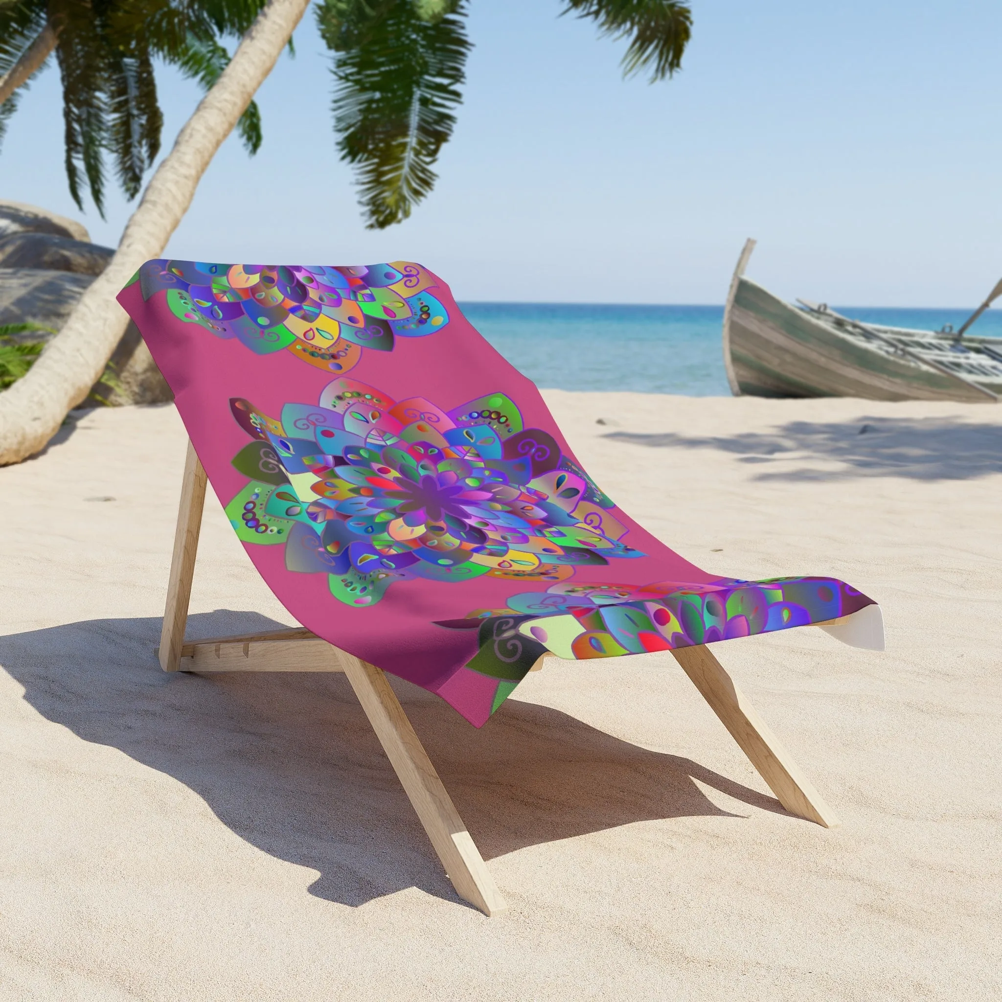 Handmade Mandala Beach Towel - Dark Pink