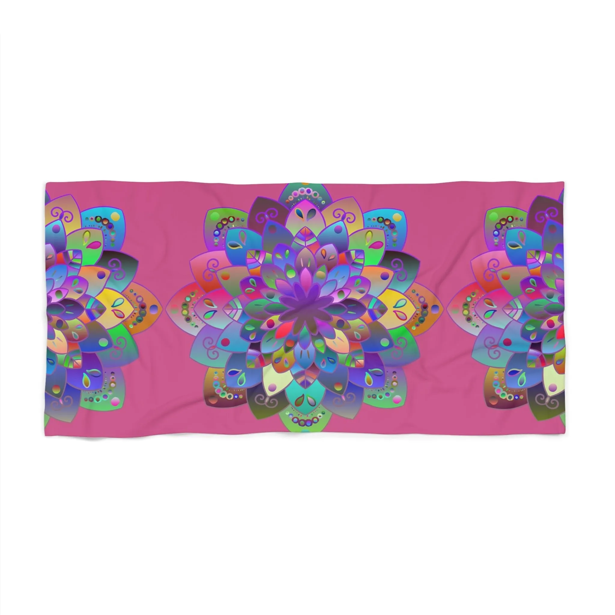Handmade Mandala Beach Towel - Dark Pink