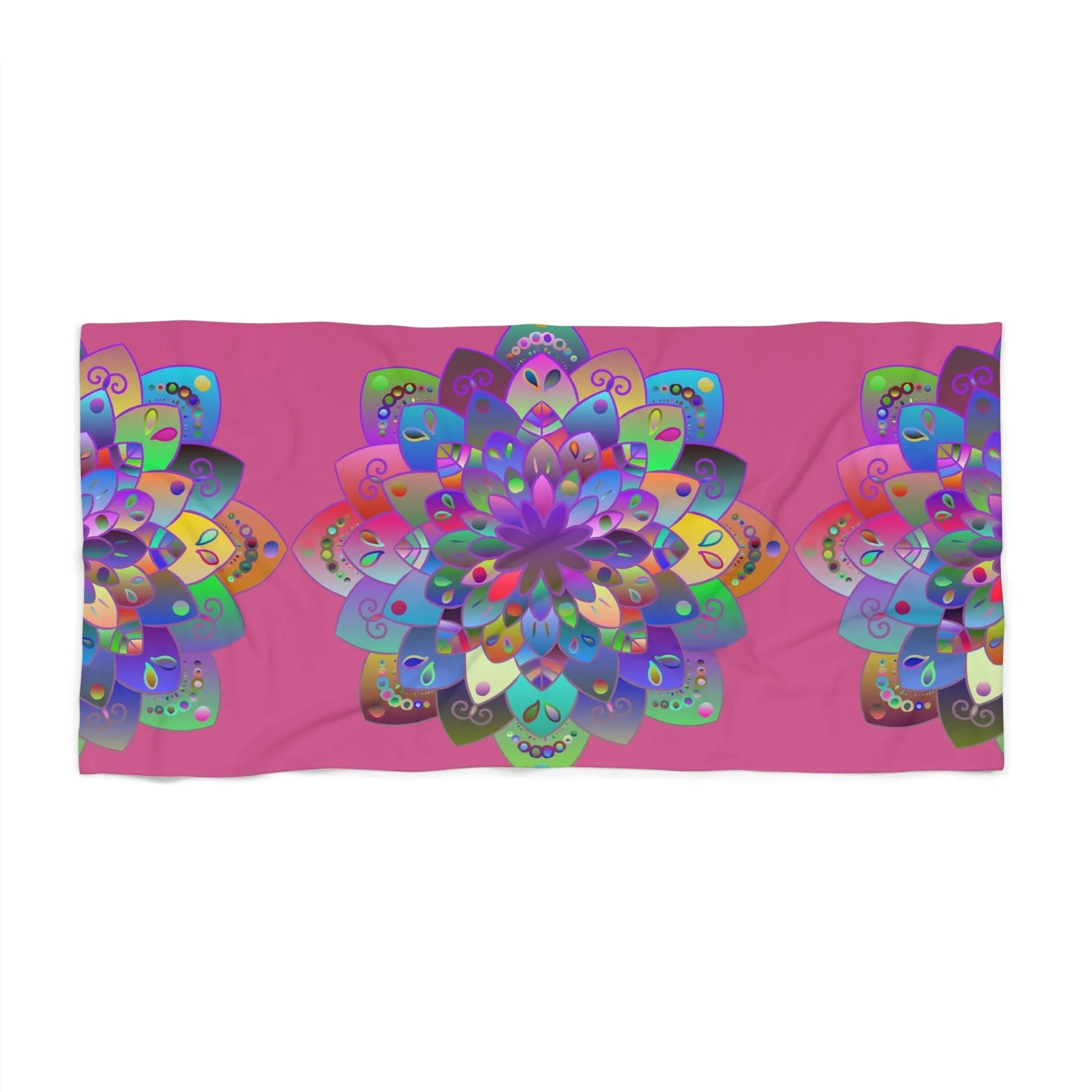 Handmade Mandala Beach Towel - Dark Pink