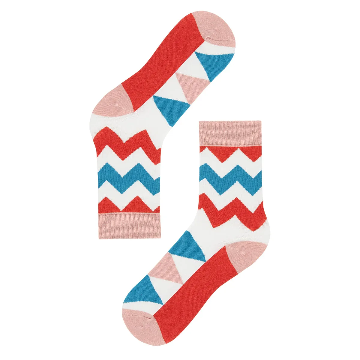 Jagged Printed Crew Length Socks